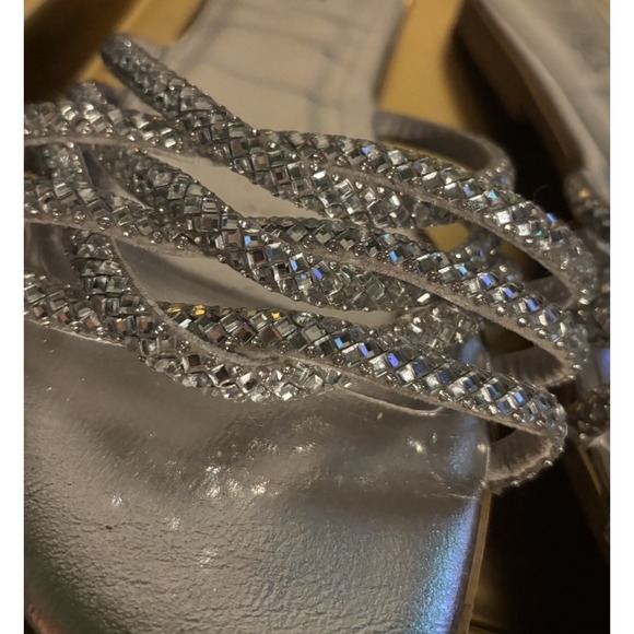 Rhinestone Sandals‎ women size 10 silver slides strappy - Picture 4 of 6